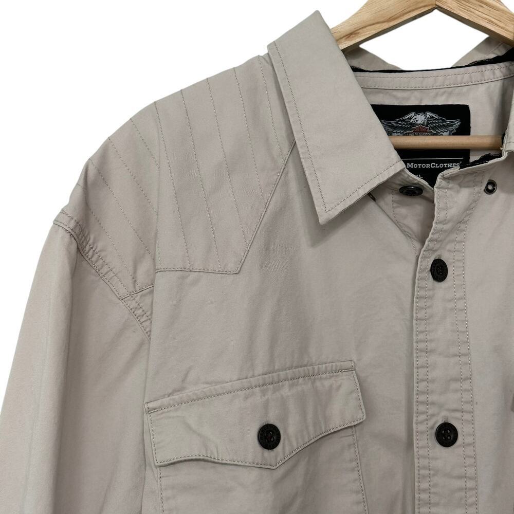 Harley-Davidson Men’s 100% Cotton Twill Graphic Long Sleeve Shirt Cream 2X - Picture 5 of 13